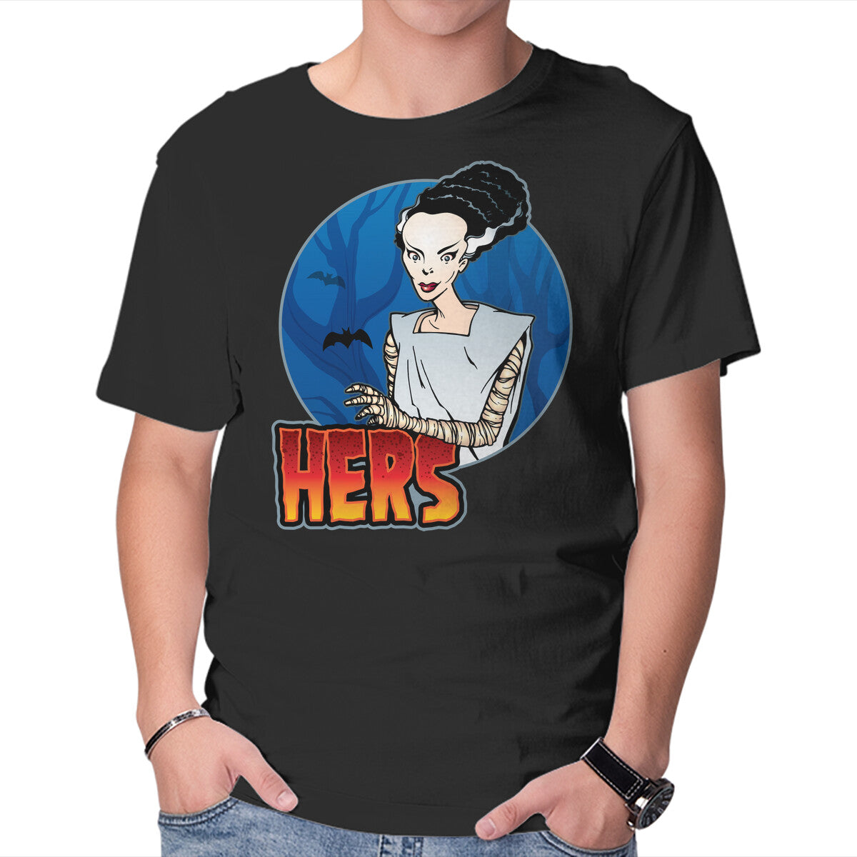 Unisex Crew Neck T-Shirt The Creature And His Bride Graphic Short Sleeve Casual Tee XXXL
