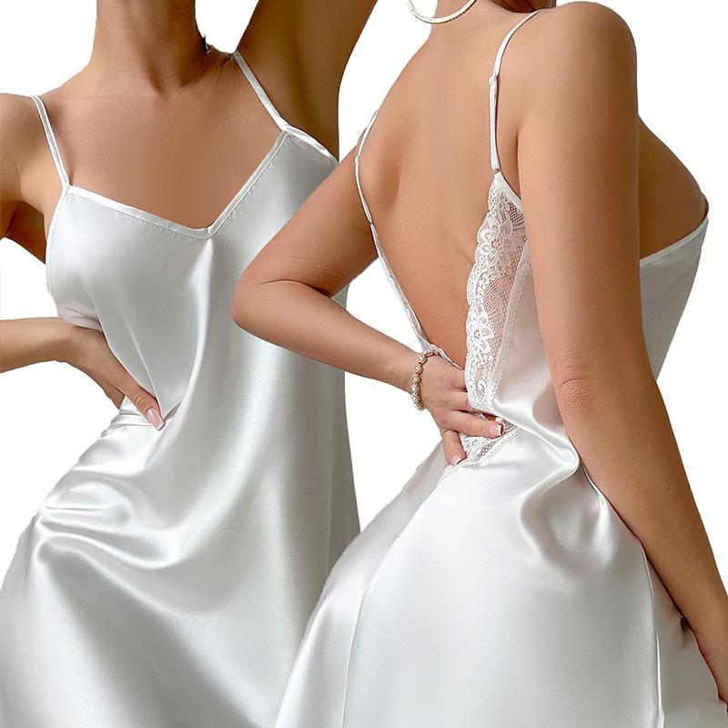 

Spring and Summer Thin Shoulder Strap Nightgowns, Short Home Dresses and Halter Dresses XL