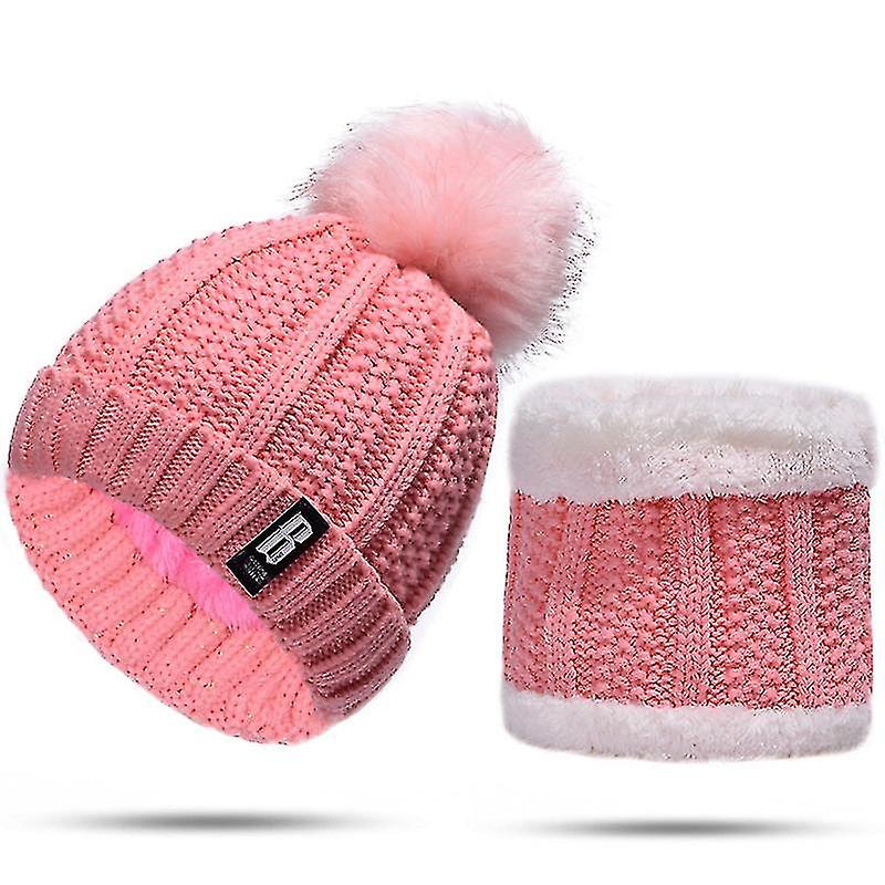 Zweiteiliges Winterset für Damen: Warmer Strickschal, Skimütze ohne Krempe, Outdoor-Sportmütze