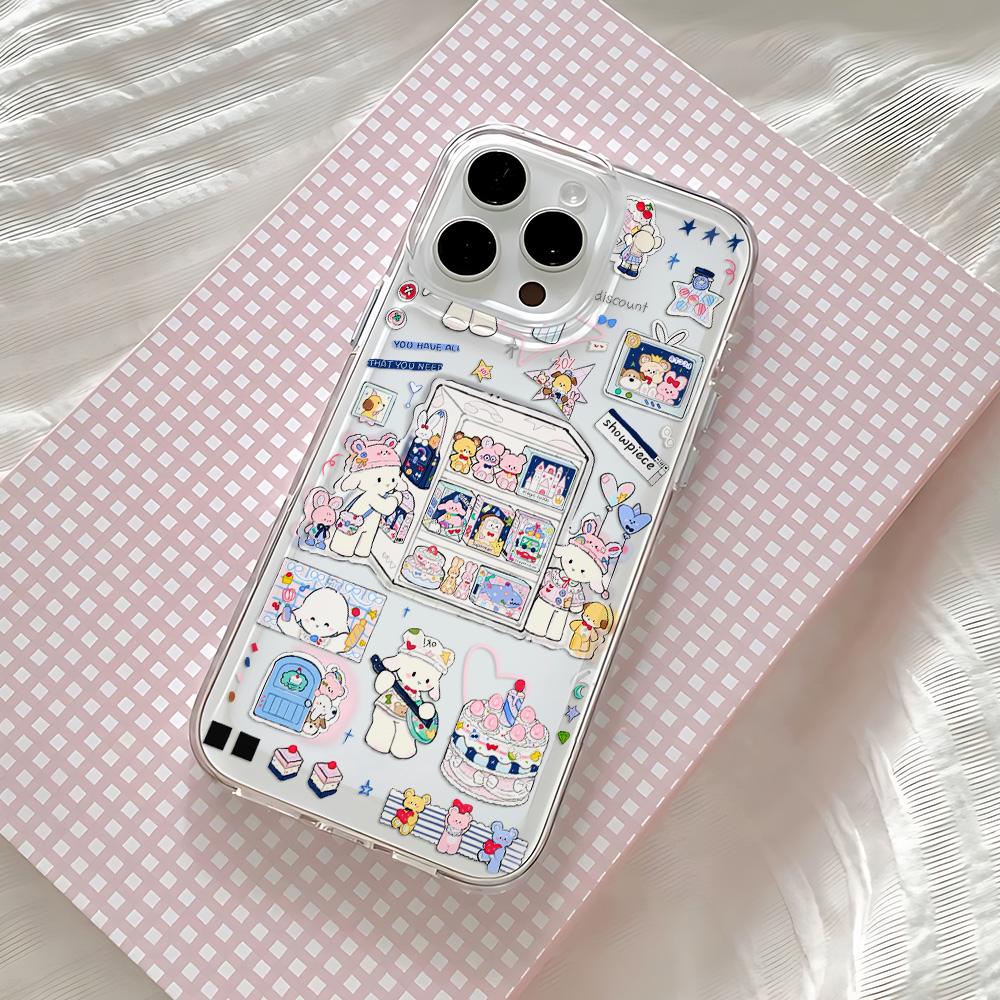 Dreamy INS Kawaii Cartoon Puppy Phone Case For Iphone 17 Air 16 16e 17e 15plus 14 13 12 11 Pro Max Clear Soft Durable Back Cover
