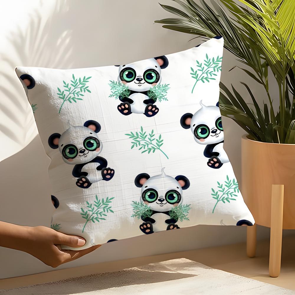 Cute Lovely Cartoon Panda Pillow Case Linen Cushion Covers For Decorative Sofa Home Pillows Case Car Chair Pillows Cases