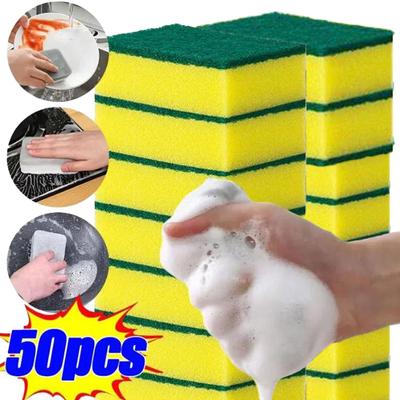 5/50Pcs Dish Washing Sponge - Heavy Duty Kitchen Scrubber for Cookware, Non-Scratch Reusable & Eco-Friendly, Home/Restaurant Use