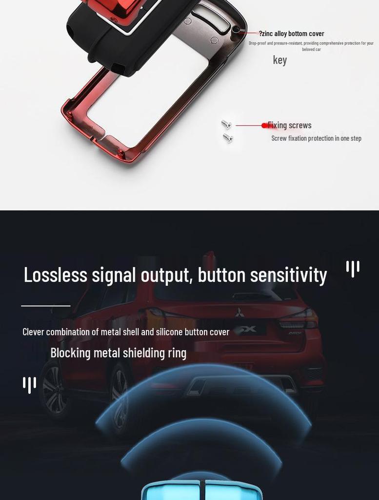 Mitsubishi Key Case for 2021 Outlander, Eclipse Cross, Pajero Sport, ASX: Men's Car Shell & Buckle Modification