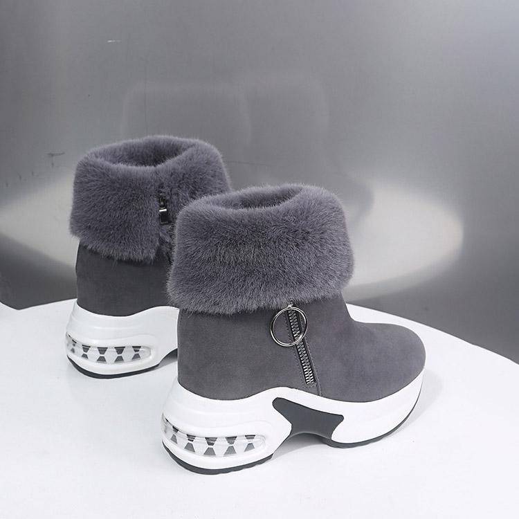 Autumn Winter Plus Size Women's Thick Soled Snow Boots Comfortable Warm Sponge Cake Slope Heel Velvet Short Cotton Boots 35-43