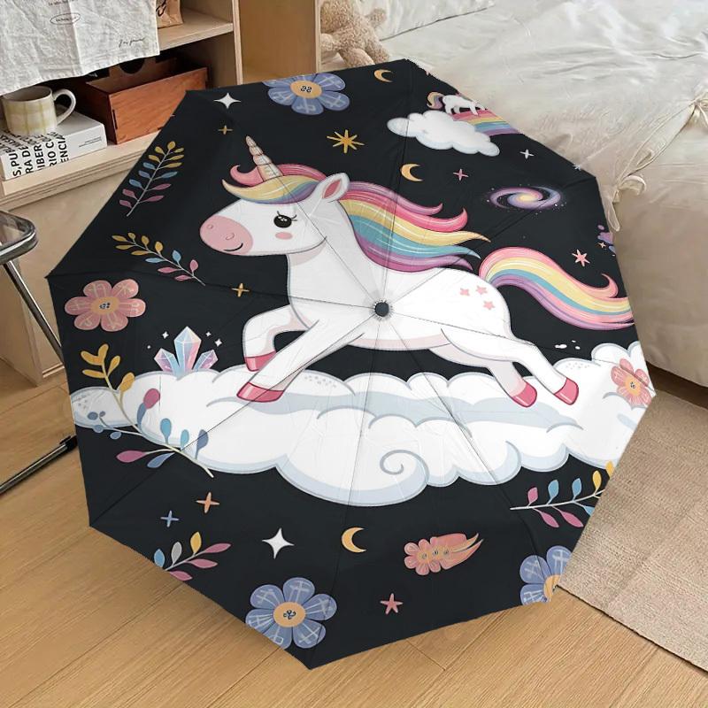 1PC Unicorn Clouds Umbrella-8-Rib Reinforced Portable Folding Travel Suitable for All Seasons Outdoor Daily Use  -J0366