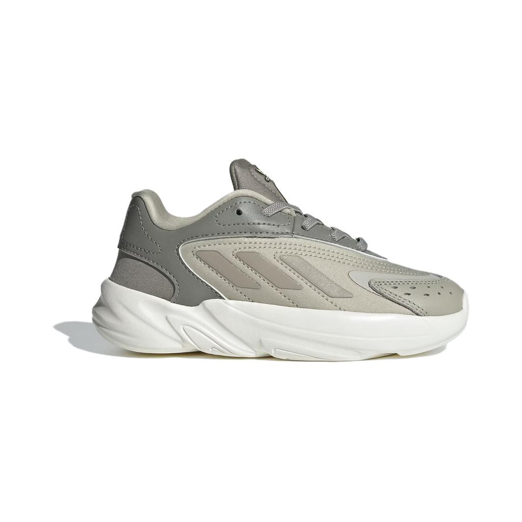 Adidas Originals Ozelia Elastic Lace Comfortable Versatile Shock Absorption Low Top Kids Casual Shoes Kids Casual Shoes Gray White IE3409