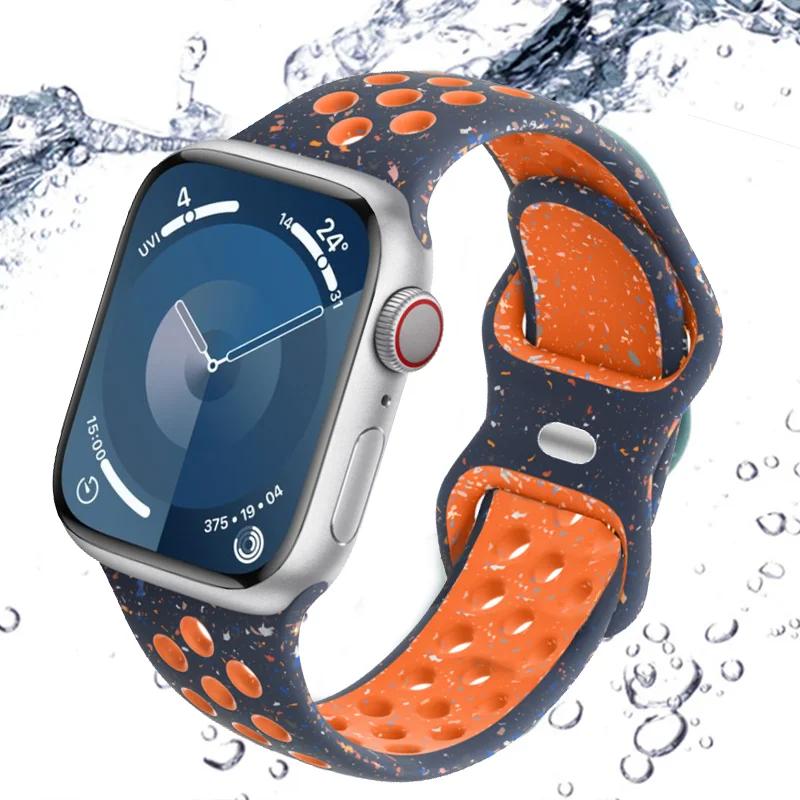 Eredeti Sport Gumi Szíj Apple Watch Szíjhoz Ultra 2 49mm 45mm 44mm 42mm 38mm Szilikon Karkötő iWatch 9 8 7 6 5 SE 41mm