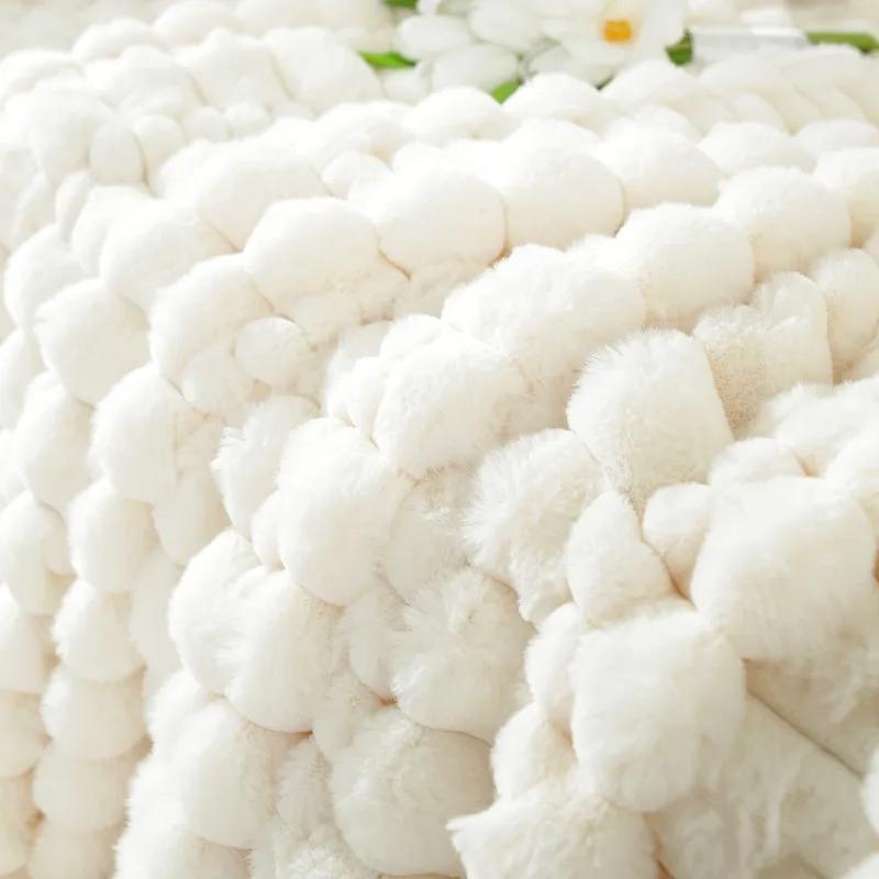 Kaninchen Plüsch Netz Rote Sofakissen Winter Verdicktes Plüschkissen Rutschfester Leder Sofabezug Neuer Bezugsstoff Handtuch