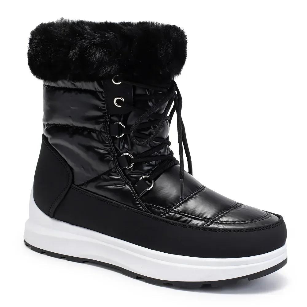 Winter New Woman Warm Snow Boots Waterproof Lace-Up Thicken Plush Winter Botas Mujer Warm Platform Ankle Boots