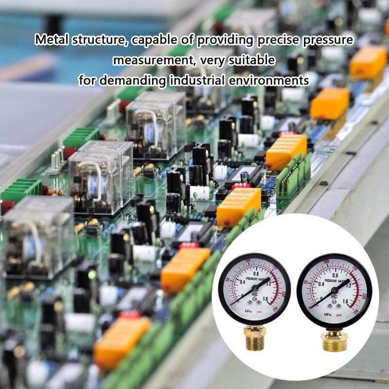 Professional Metal Pressure Meter Shockproof Radial Design with Clear Scale Display Radial Face  Gauges for Machinery