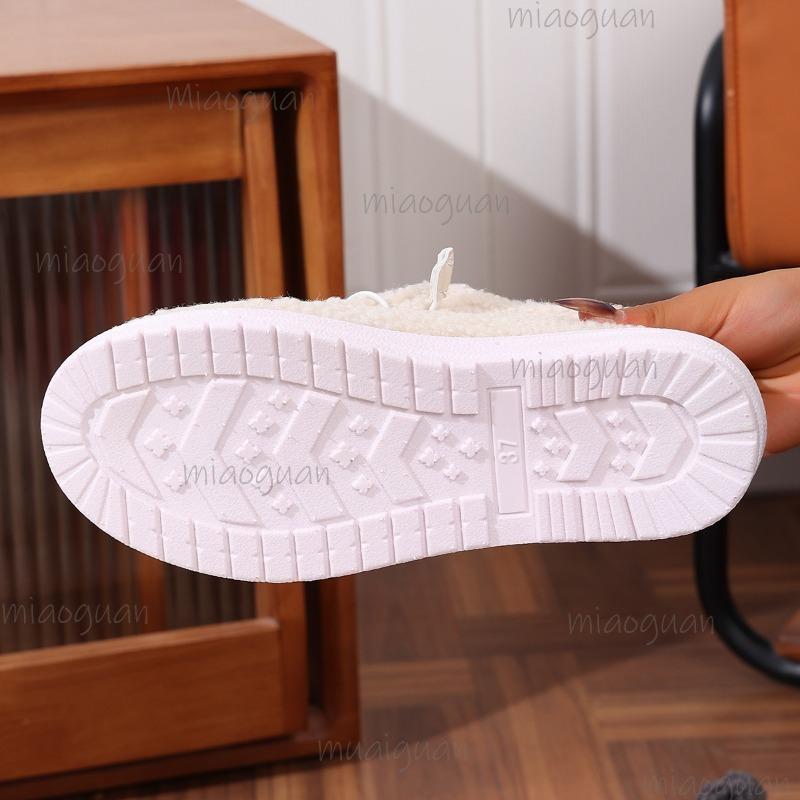 Women's Size36-43 Autumn Winter New Thick Soled Warm Cotton Shoes Casual Low Heel Loafers Comfortable Fur Shoes Zapatos De Mujer