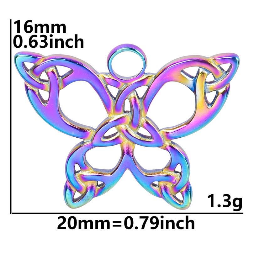 Fashion Rainbow Color Stainless Steel Butterfly Charms For Jewelry Making Supplies Animal Pendant Charm Bee Wolf Insect Findings
