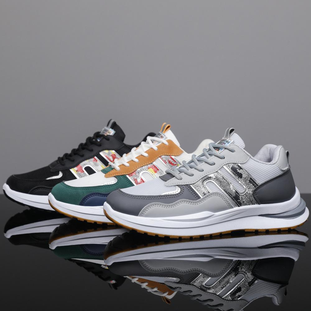Popular men's breathable mesh running shoes thick-soled wear-resistant shock-absorbing sports shoes universal trendy shoes in stock