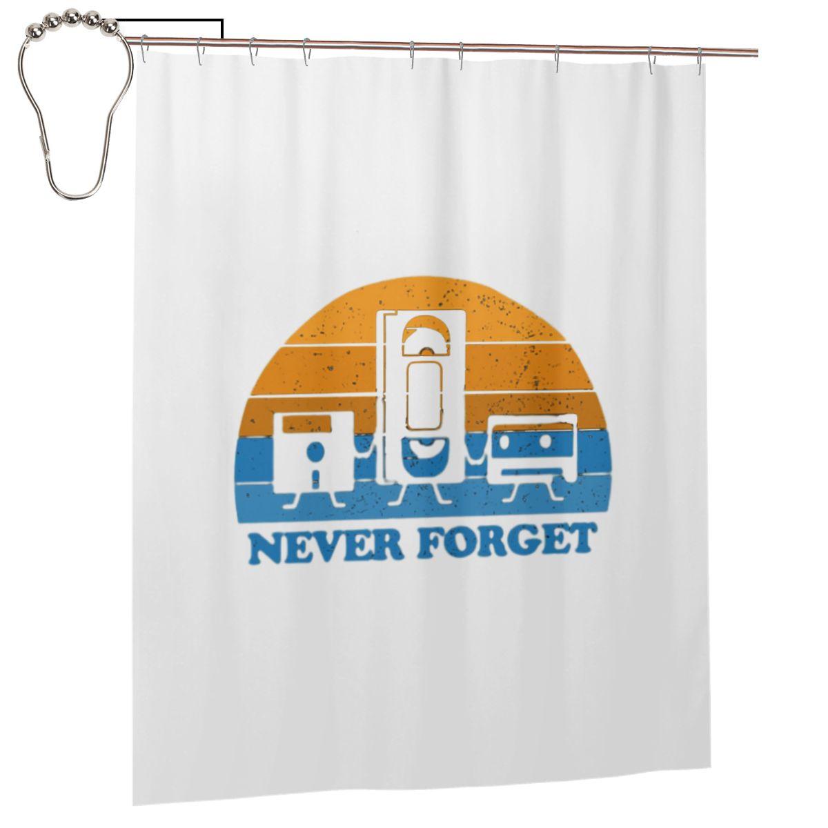 

Never Forget -Floppy Disk Cassette Vhs Tape Shower Curtain Bathroom Polyester Waterproof Bath Curtains With Hooks W60H190(CM)-1 Pcs