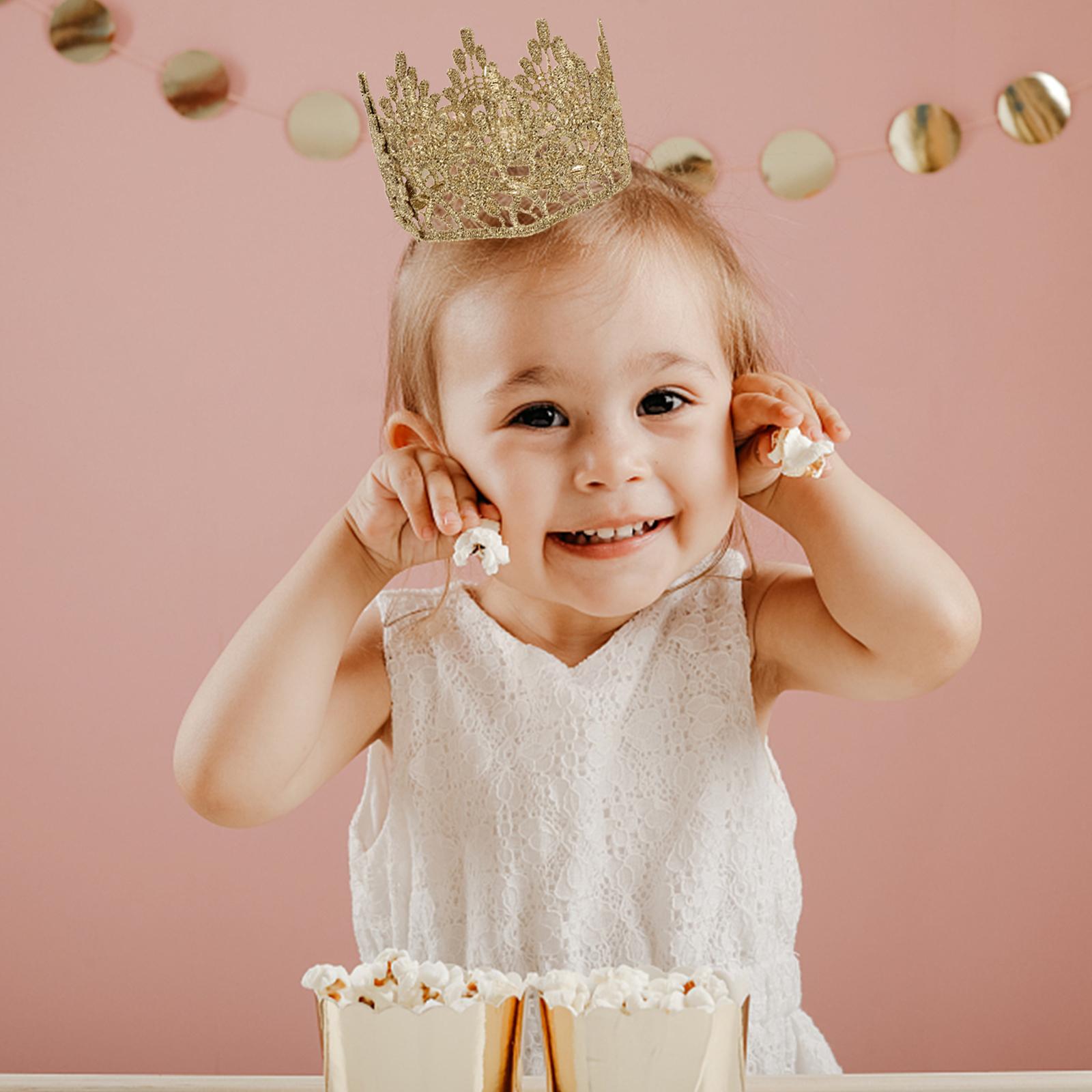 

Детская повязка на голову с короной, детские повязки на голову, креативные головные уборы для малышей на день рождения, головной убор из ткани для уникального украшения золотистый