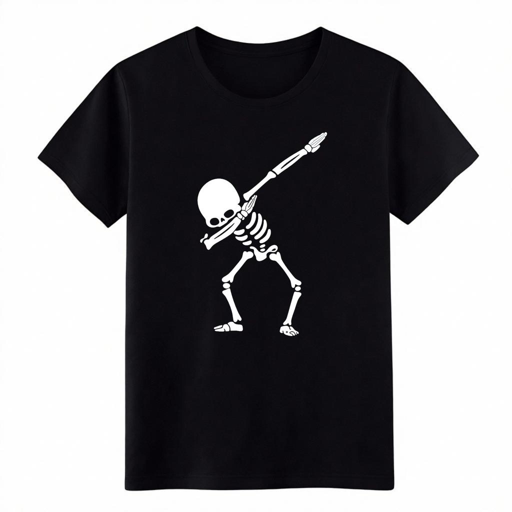 Funny Dabbing Skeleton Graphic T-Shirt,Unisex Casual Cotton Tee,Free Shipping