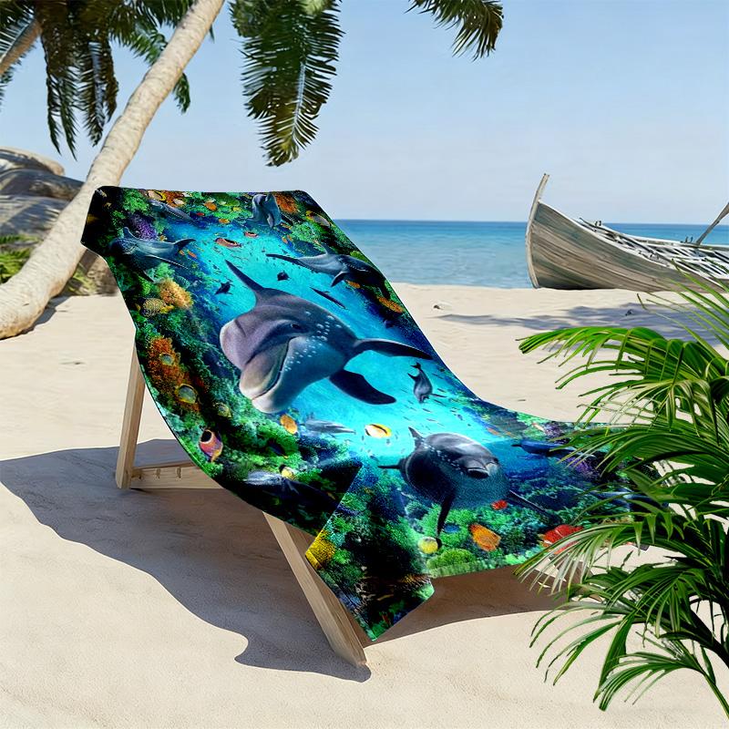 3D Ocean Animal Print Beach Towel, Large Soft Quick Dry Towel for Beach Camping Swimming