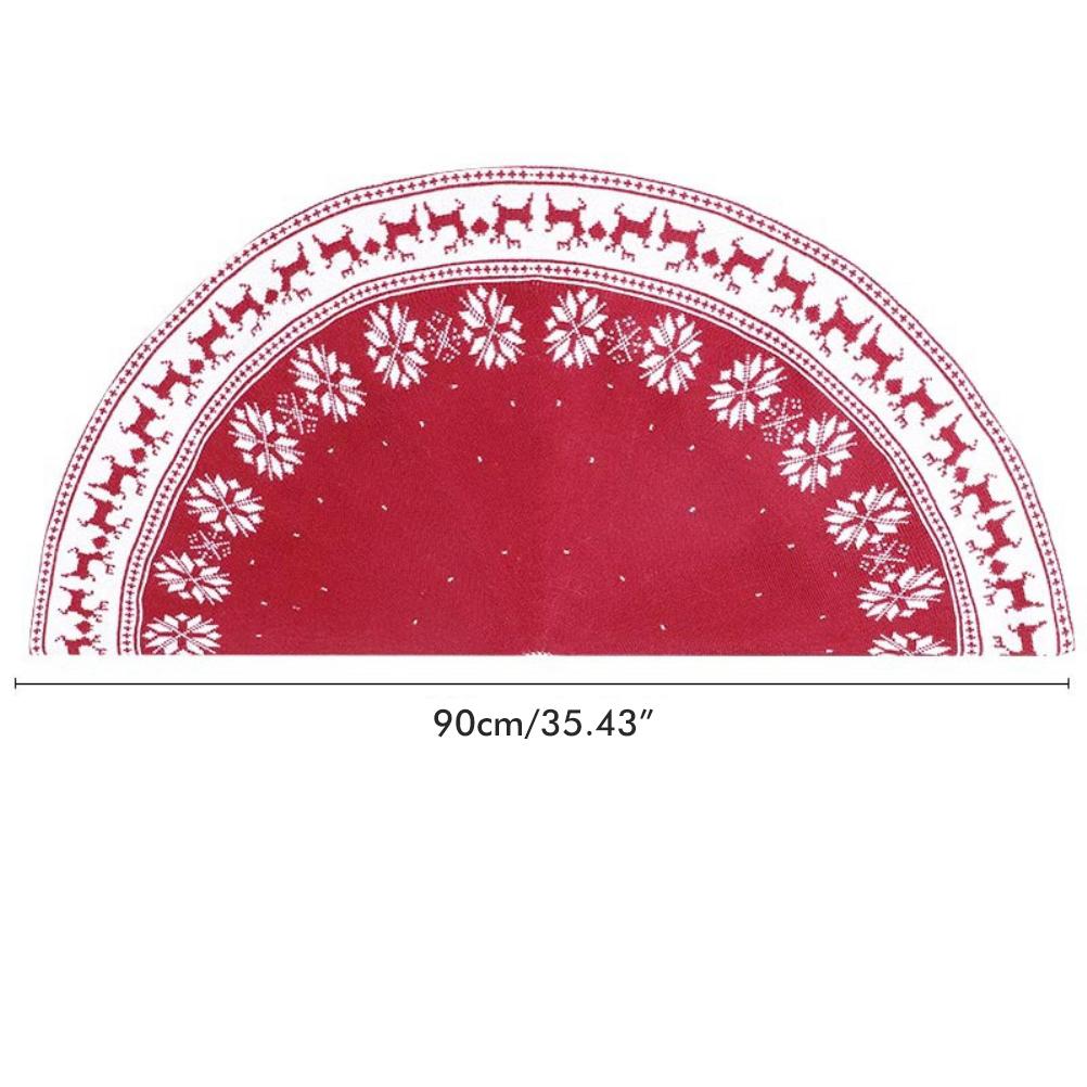 Festival Tree Skirt Knitted Tree Skirt Apron Snowflake Deer for Gift Holidays
