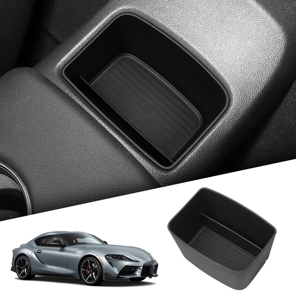 For Toyota Supra 2018-2025 TPE Center Console Rear Storage Box Central Tray Organizer Car Interior Accessories Tidying Black
