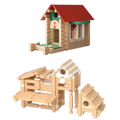 Luban-Zapfen- und Zapfenbausteine aus Holz für die frühkindliche Bildung, pädagogisches Kleinhaus, Mehrform-Bauspielzeug