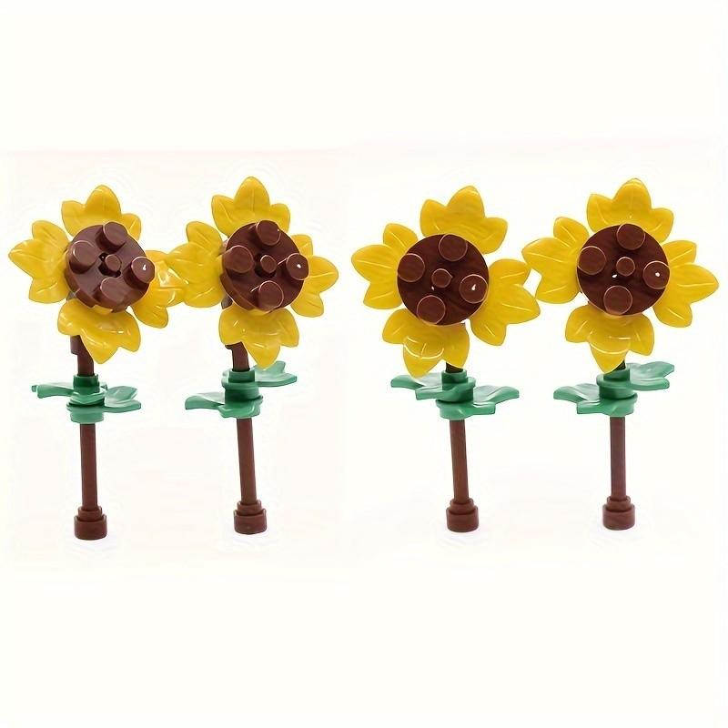 8 Set DIY Sunflower Field Building Blocks, Mixed Color ABS Material, Creative Garden MOC Flower Farm Scene Construction Kit, Children Diy Bricks Toy