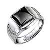 2026 Men's Domineering Ring Mahonao Men's Ring Opening Adjustable Korean Version Glossy Square Black Diamond Living Ring