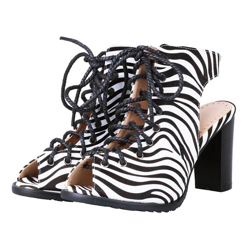 Dámské sandály na vysokém podpatku léto nové boty s tlustým podpatkem a rybí špičkou velká velikost římské sandály