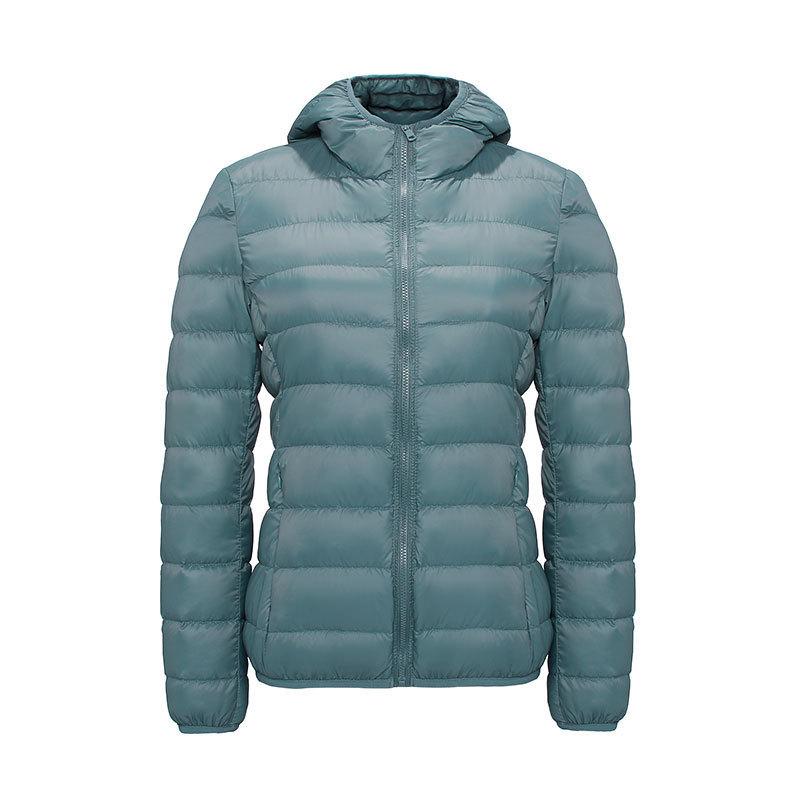 New light down jacket women's hooded short large size light white duck down fashionable white duck down jacket winter