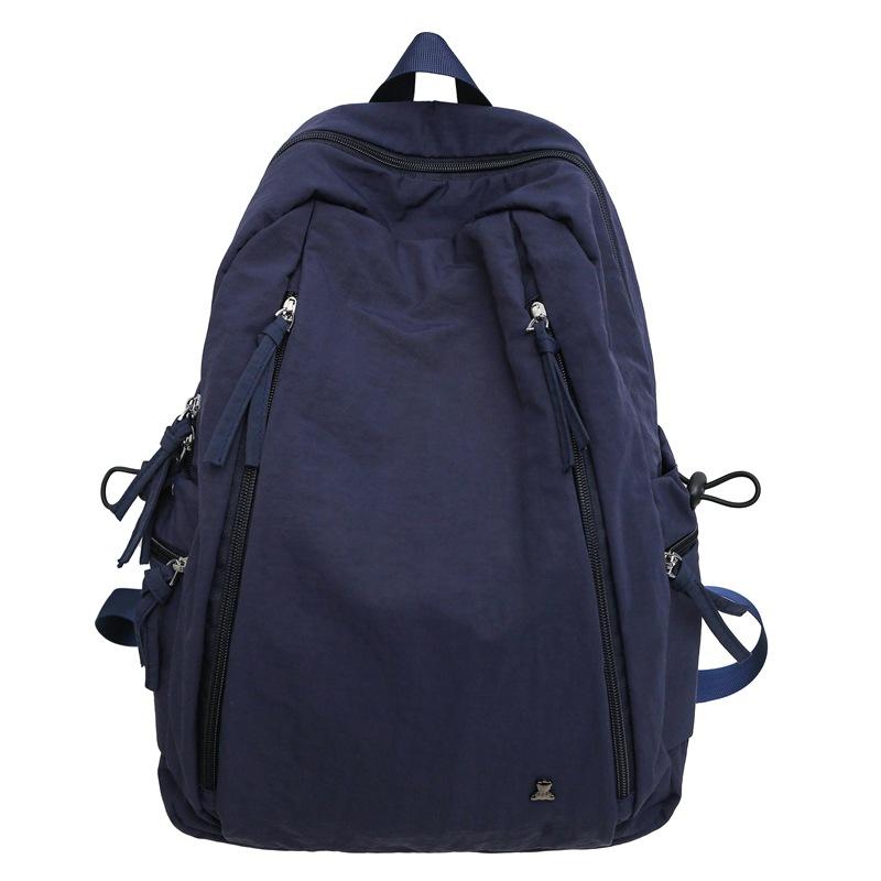 

New lightweight backpack female high school college student commuting computer schoolbag solid color large capacity travel backpack чёрный