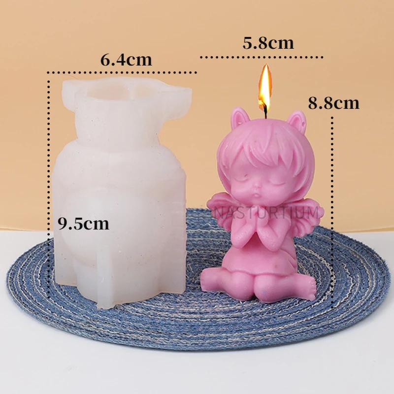 3D Prayer Angel Silicone Candle Mold Cute Sit-down Girl Statue Soapy Plaster Epoxy Making Kit DIY Chocolate Ice Cube Baking Tool