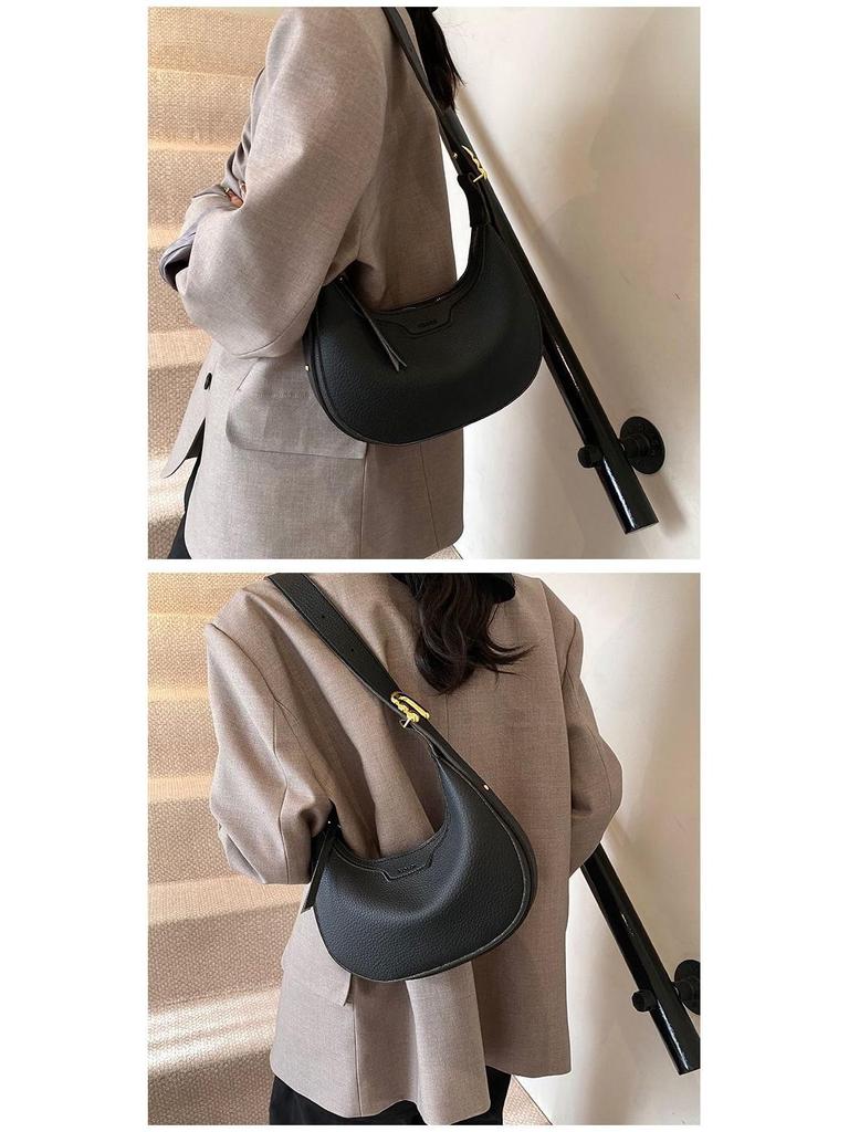 Korean Style Women's Versatile Half-Moon Crossbody Saddle Bag - 2025 Casual Fashion Crescent