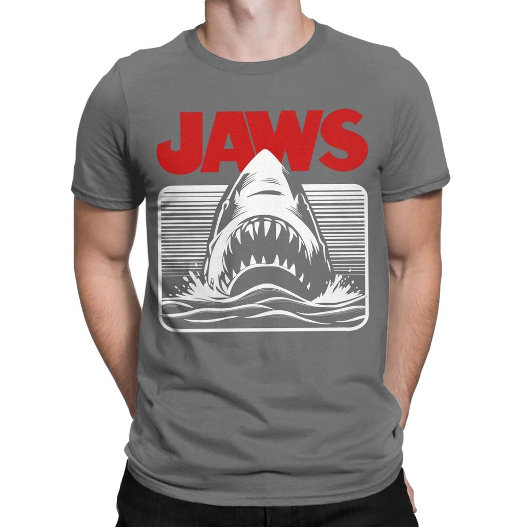 Movie Jaws 50th Anniversary T Shirt for Men Pure Cotton Novelty T-Shirt Crew Neck Tee Shirt Short Sleeve Clothing Adult