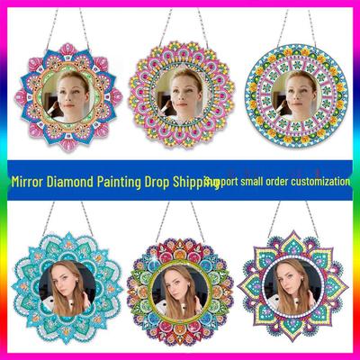 Lustereczko do makijażu z wisiorkiem - Malowanie diamentami Mandala Kryształowa - Specjalny Kształt, Ręcznie robiony Design DIY, Dostępny