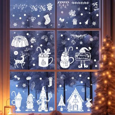 Schneeflocken Weihnachtsmann Fensterdekorationen, Weihnachtsdekorationen, Statisch elektrisch Glasaufkleber