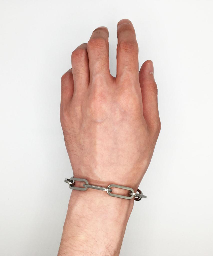 Sexto [Bracelet][Surgical Steel] D Chain Bracelet Silver
