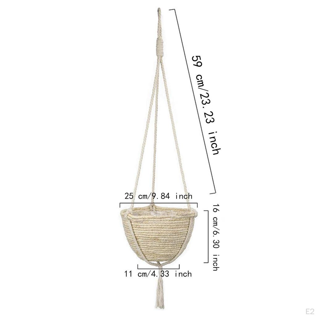 Hanging Planter Basket Plant Container Holder Hanger Woven Flower Pot for Balcony Porch