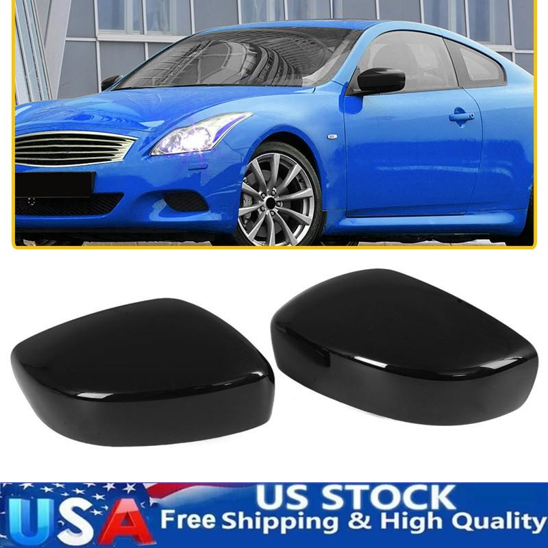 2PCS Gloss Black Side Mirror Cover Cap Assembly For 2008-2013 INFINITI G25 G37