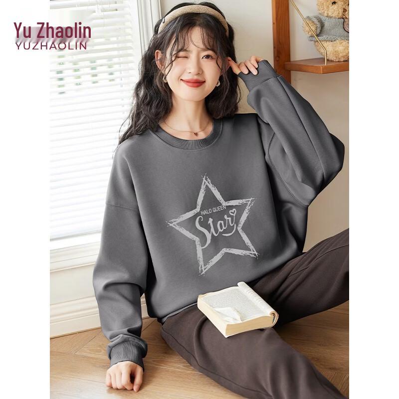 Yuzhaolin Women s Star Letter Print Round Neck Sweatshirt M