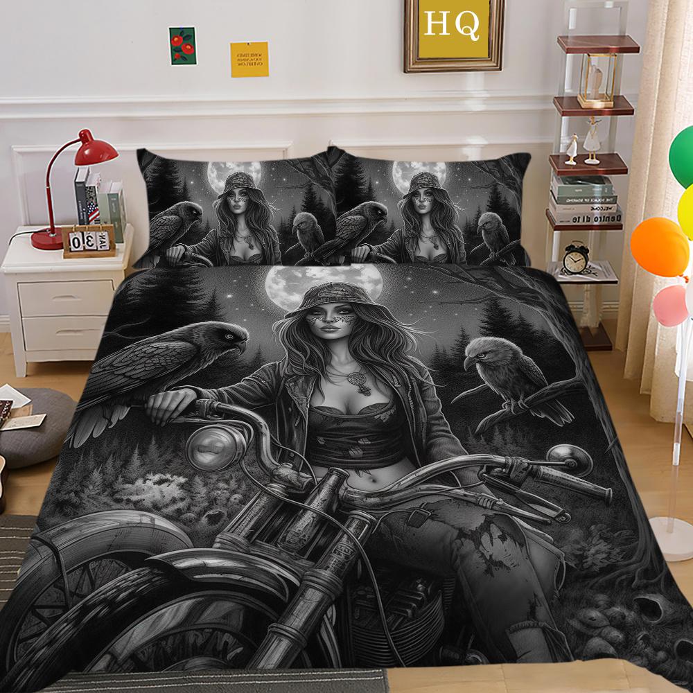 Beauty Skull Printed Comforter Cover Set Twin Size Polyester Bedspreads Man Fashion Design Duvet Cover Set