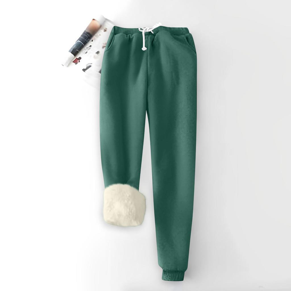 Women's Fashion Solid Color Sports Loose Thickened Thick Fleece Warm Pants