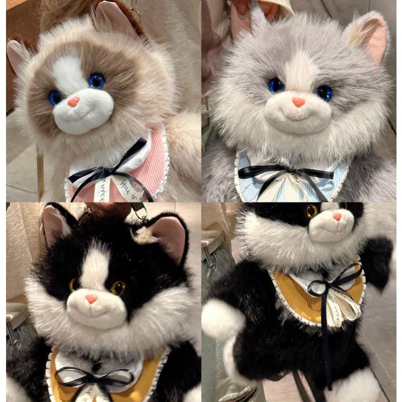 1PC Muppet cat backpack cute doll bag double shoulder plush toy for girlfriend's birthday gift