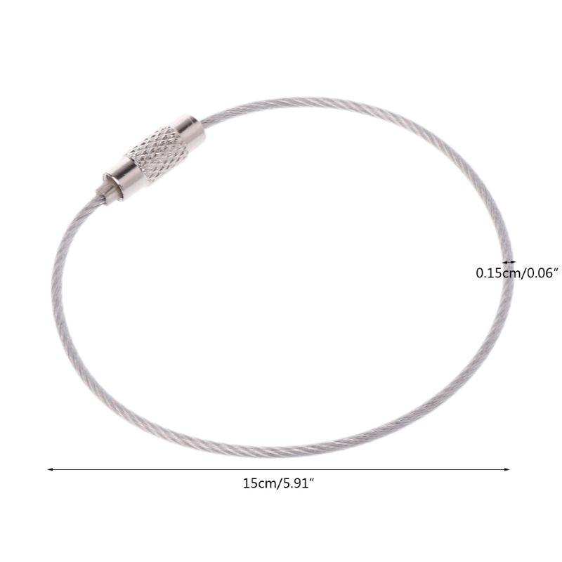 Colorful Stainless Steel Wire Keychain Cable Key Ring Chain Outdoor EDC Luggage Tag Loop Rope