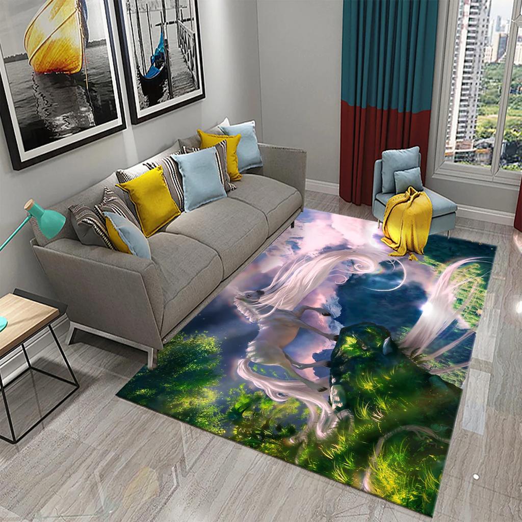 Cartoon Rainbow Cute Unicorn Area Rug Carpet Rug Living Room Children's Room Decor Kids Play Crawl Soft Non-slip Floor Mat Gift