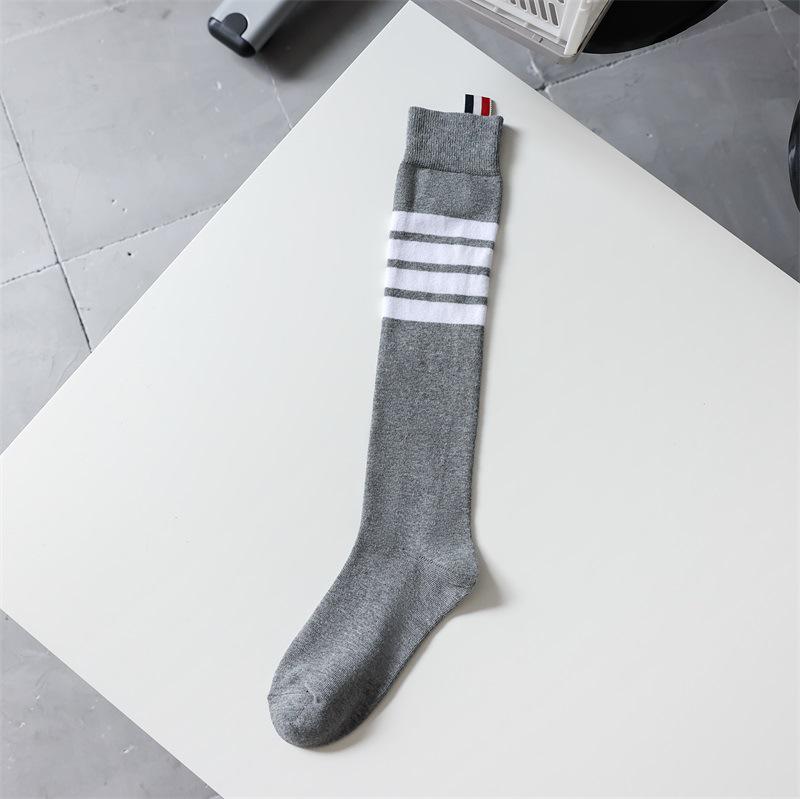 AMUSIVE Asymmetrical Striped Spring & Autumn Knee-Length Socks for Women
