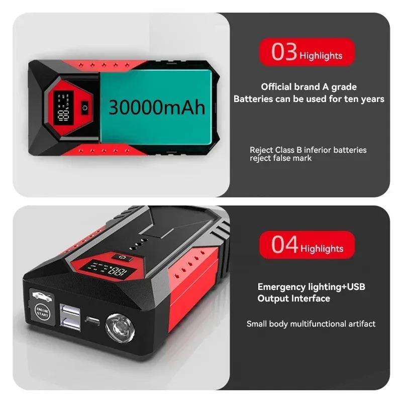 2026 Portable Car Jump Starter Power Bank Car Booster Charger 12V Starting Device Petrol Diesel Car Emergency Booster