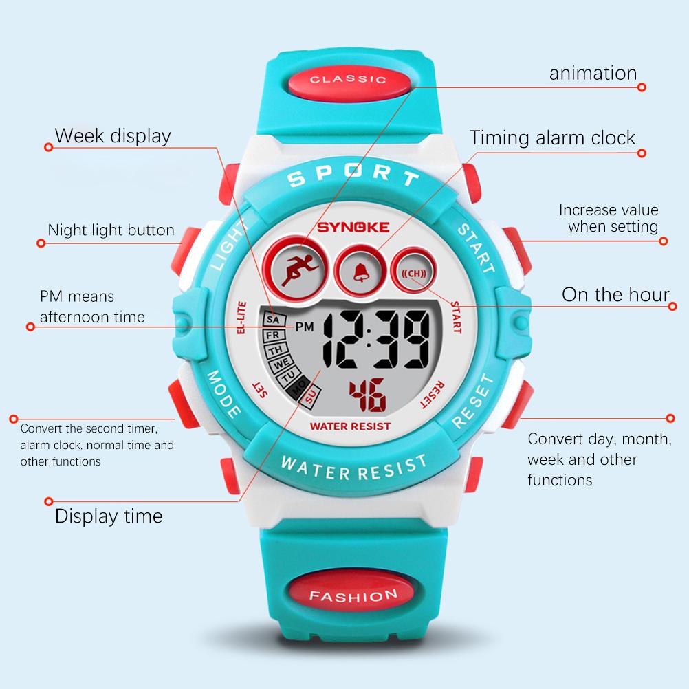 Kids Watch Sports Digital Waterproof Led Watches Alarm Watches for Boy Girls Children