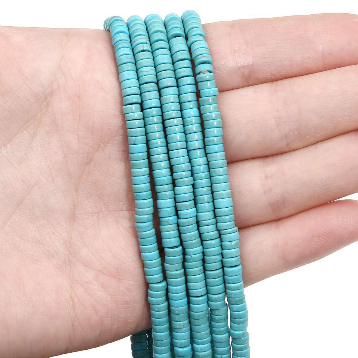 

Синтетическая бирюзовая бижутерия своими руками, витые и специальные формы бусины с абакусом и разделителями в виде животных Small flat beads 2x6mm, 217 pieces синий