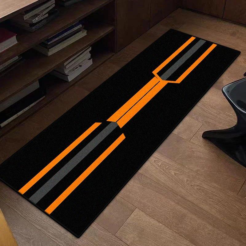 Schwarze Moderne Parkplatz Gestreifte Lange Läufer Teppiche Dekor Motorrad Leicht zu Reinigen Waschbare Matte Wohnzimmer Garage Universeller Teppich