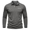 American Style Spring Autumn Men's Polo Shirts Long Sleeve Smart Casual Turn Down Collar Pull On Polos Man