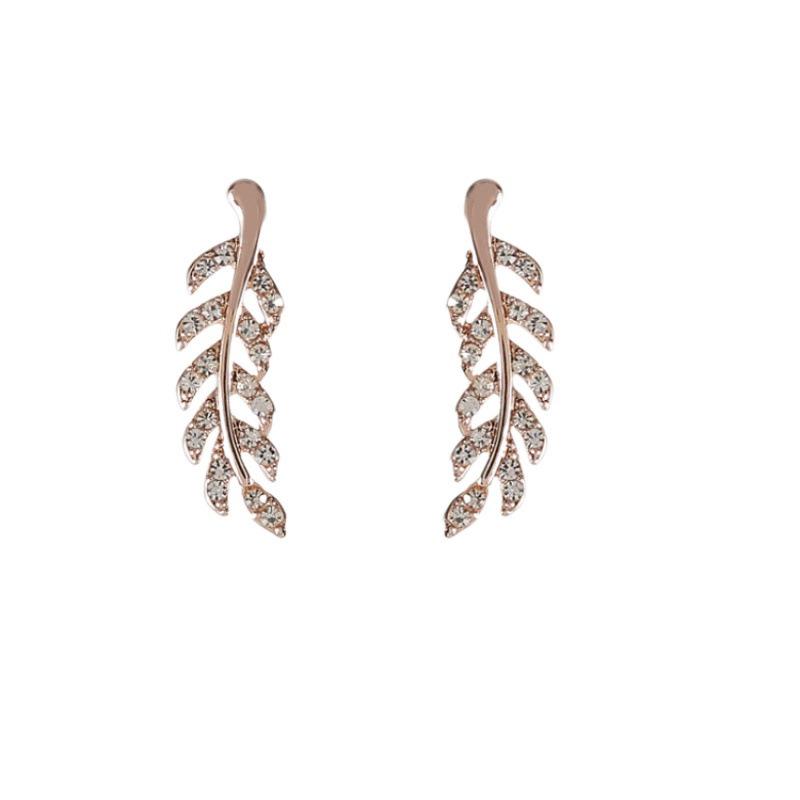 Fashionable Symmetrical Hollow Leaf Earrings New Alloy Long Earrings